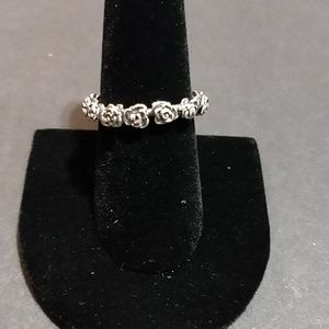 * Silver Rose Rosette Ring .925 Sterling Silver